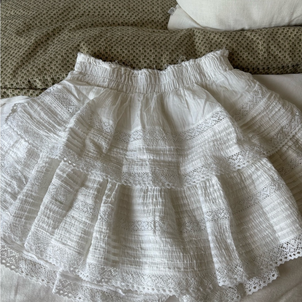 Aerie Ruffle White Lace Mini Skirt